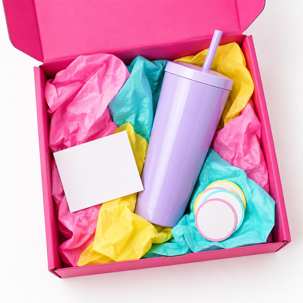 Concept EB Studio gift box with tissue paper and tumbler